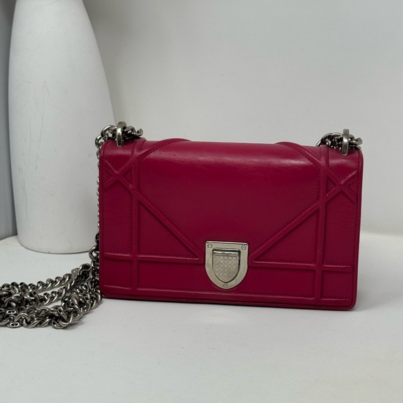 💯 Authentic Dior Diorama Mini Flap Wallet on chain Pink Crossbody (SHW) - Picture 1 of 7